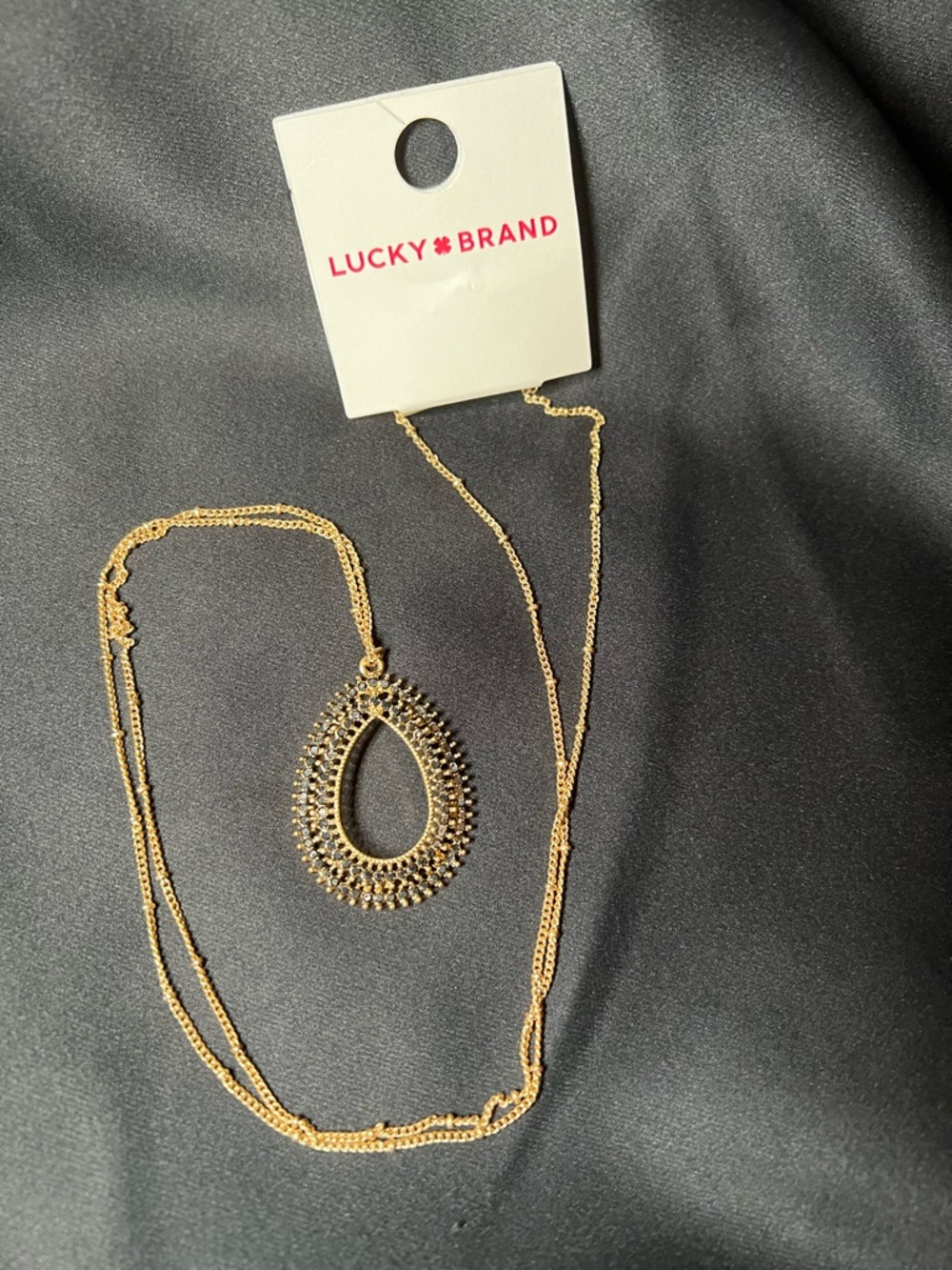 Lucky Brand Gold Teardrop Halo Pendant Necklace